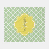 Couverture Polaire Chic Pastel Green Quatrefoil Jaune Nom Monogramme (Devant (Horizontal))