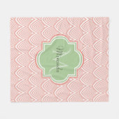 Couverture Polaire Chic Pink Arched Scallops Soft Green Monogramme No (Devant (Horizontal))