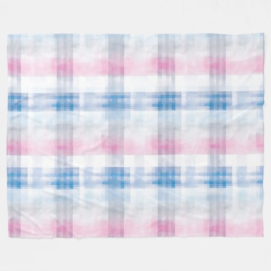 Couverture Polaire Chic Pink Blue Stripes (Devant (Horizontal))