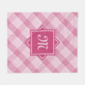 Couverture Polaire Chic Pink Plaid Avec Monogramme Diagonal Moderne (Devant (Horizontal))