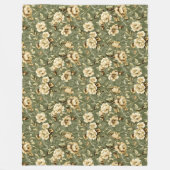 Couverture Polaire Chic plaid botanique vert sauge et style or (Devant)