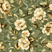 Couverture Polaire Chic plaid botanique vert sauge et style or
