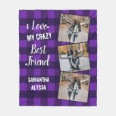 Couverture Polaire Chic plaid violet personnalisé 3 photos Meilleure (Devant)