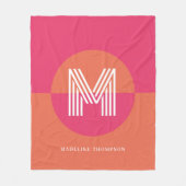 Couverture Polaire Chic Rétro Rose Orange Géométrique Monogramme Mode (Devant)