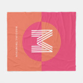 Couverture Polaire Chic Rétro Rose Orange Géométrique Monogramme Mode (Devant (Horizontal))
