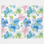 Couverture Polaire Chic rose bleu bleu floral (Devant (Horizontal))
