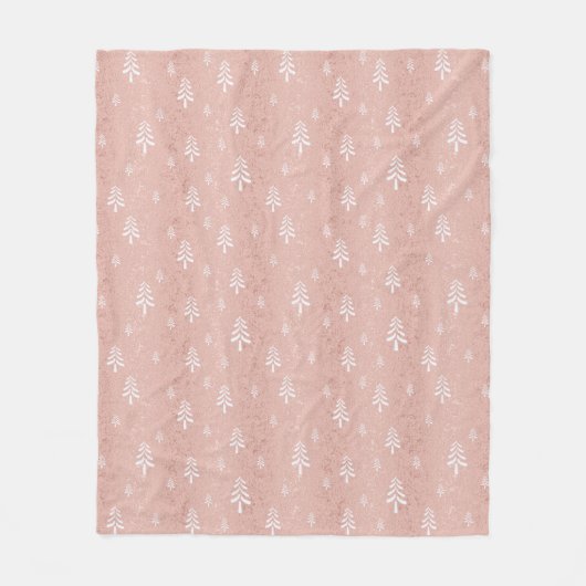 Couverture Polaire Chic rose or blanc motif de Noël (Devant)