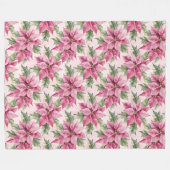 Couverture Polaire Chic rose Poinsettia Fleurs Noël (Devant (Horizontal))