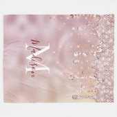 Couverture Polaire Chic rose rousse parties scintillant or gouttes mo (Devant (Horizontal))