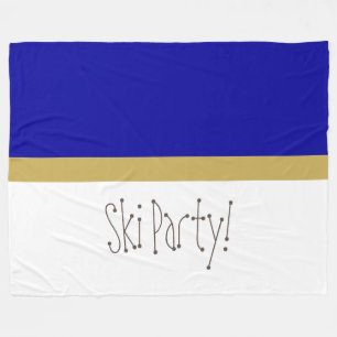 Couverture Polaire Chic Royal Blue Blanc Whimsical Ski Party