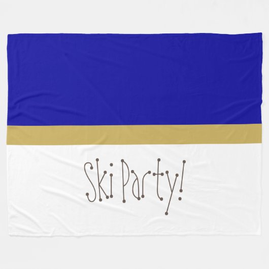 Couverture Polaire Chic Royal Blue Blanc Whimsical Ski Party (Devant (Horizontal))