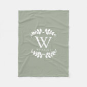 Couverture Polaire Chic Sage Green Monogramme (Devant)