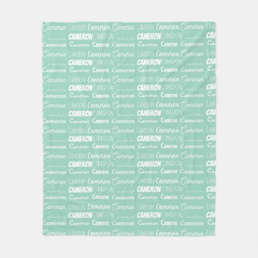 Couverture Polaire Chic Seafoam Green Personalized Name Collage (Devant)