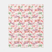 Couverture Polaire chic strawberries coquette bow repeating name pink (Devant)