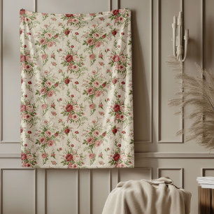 Couverture Polaire Chic Style Cottage intemporel fané Élégance floral