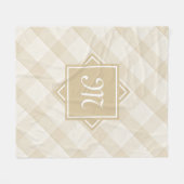Couverture Polaire Chic Tan Plaid Avec Monogramme Diagonal Moderne (Devant (Horizontal))