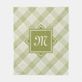 Couverture Polaire Chic Vert Plaid Avec Monogramme Diagonal Moderne (Devant)