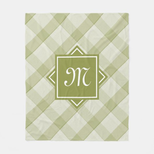 Couverture Polaire Chic Vert Plaid Avec Monogramme Diagonal Moderne (Devant)