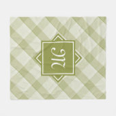 Couverture Polaire Chic Vert Plaid Avec Monogramme Diagonal Moderne (Devant (Horizontal))