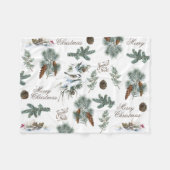 Couverture Polaire Chickadee Bird À feuillage persistant Joyeux Noël  (Devant (Horizontal))