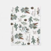 Couverture Polaire Chickadee Bird À feuillage persistant Joyeux Noël (Devant)