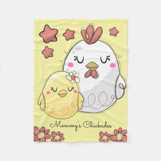 Couverture Polaire Chickadee de poulet de maman et de bébé mignon (Devant)