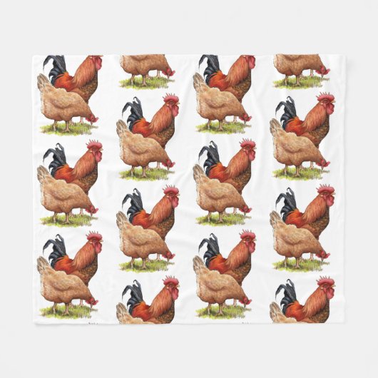 Couverture Polaire Chicken And Rooster Art, Poultry, Farm Animals (Devant (Horizontal))