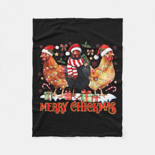 Couverture Polaire Chicken Christmas Merry Chickmas Santa Claus Hat F (Devant)