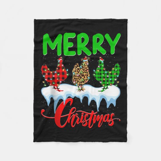 Couverture Polaire Chicken Merry Christmas Pajamas Leopard Buffalo Pl (Devant)