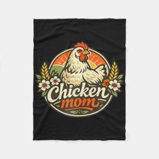 Couverture Polaire Chicken Mom Vintage Crest Illustration 