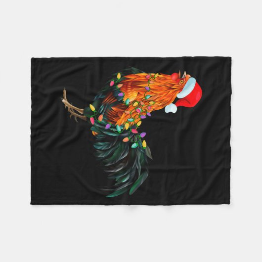 Couverture Polaire Chicken Santa Christmas Tree Funny Chicken Lover C (Devant (Horizontal))