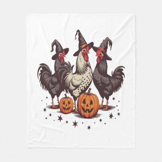 Couverture Polaire Chicken sorcière Citrouille d'Halloween automne (Devant)