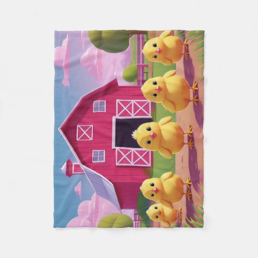Couverture Polaire Chicks in Barnyard Happy Spring  (Devant)