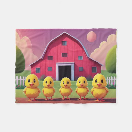 Couverture Polaire Chicks in Barnyard Happy Spring  (Devant (Horizontal))