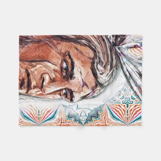 Couverture Polaire Chieftan ancien et motif fractal (Devant (Horizontal))