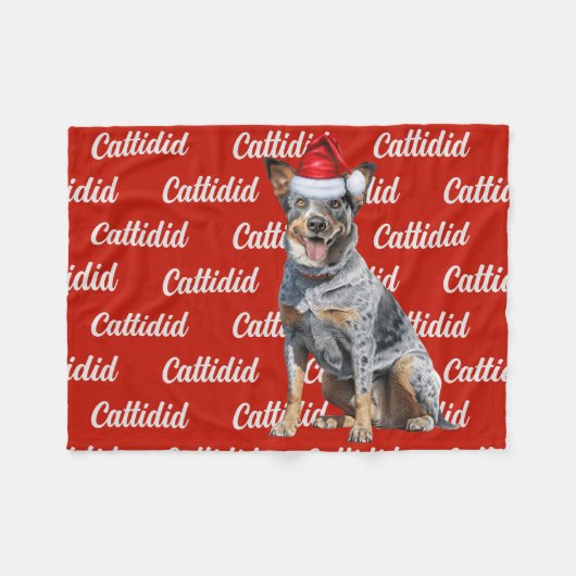 Couverture Polaire Chien à hélier bleu avec nom Motif Noël (Devant (Horizontal))