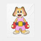 Couverture Polaire Chien à la boxe avec gants de boxe (Devant)