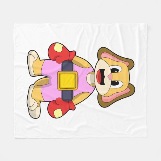 Couverture Polaire Chien à la boxe avec gants de boxe (Devant (Horizontal))