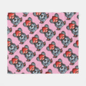 Couverture Polaire Chien adorable Embrasser le coeur avec une express (Devant (Horizontal))