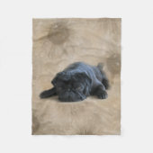 Couverture Polaire Chien Amoureux Pug Noir (Devant)