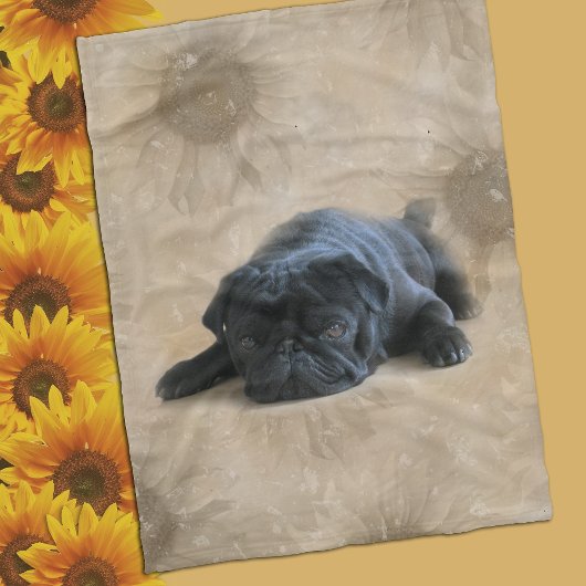 Couverture Polaire Chien Amoureux Pug Noir