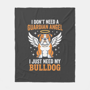 Couverture Polaire Chien ange gardien Bouledogue