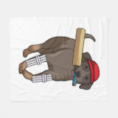 Couverture Polaire Chien au cricket avec batte de cricket (Devant (Horizontal))