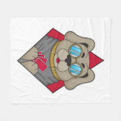 Couverture Polaire Chien au Poker avec cartes de Poker (Devant (Horizontal))