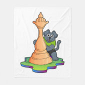 Couverture Polaire Chien aux échecs avec pièce d'échecs Queen (Devant)