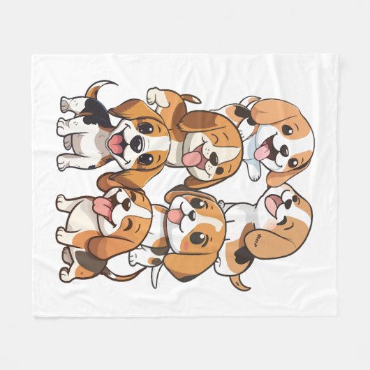 Couverture Polaire chien beagle joyeux (Devant (Horizontal))