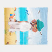 Couverture Polaire Chien beagle Sur La Plage (Devant (Horizontal))
