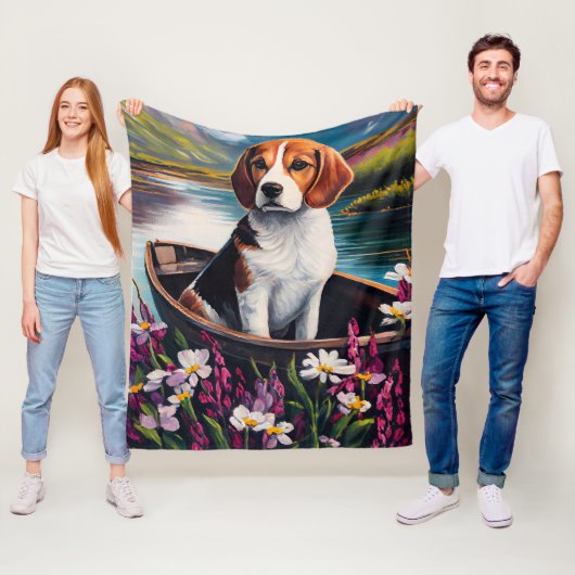 Couverture Polaire Chien beagle sur une pagaie : une aventure Pittore (En situation)