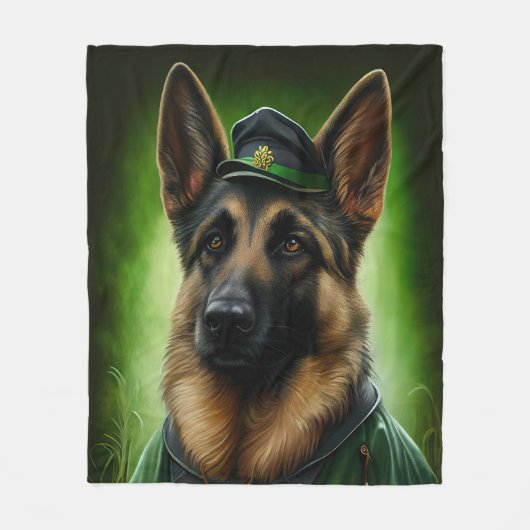 Couverture Polaire Chien berger allemand en tenue de jour St. Patrick (Devant)