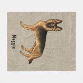 Couverture Polaire Chien Berger Allemand Noir Et Tan Avec Texte Perso (Devant (Horizontal))